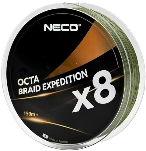 NECO Geflochtene Angelschnur X8, 0,06-0,40mm, 5,9-41,2kg, 150m, 8-Fach PE Schnur mit Nano-Beschichtung, Extrem Stark, Abriebfest & Leise, für Spinnfischen und Meeresangeln