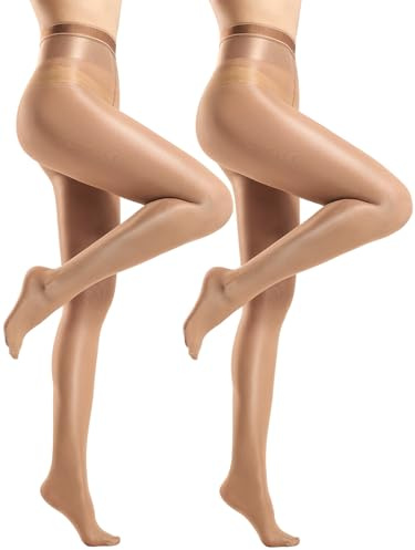Yilanmy 2Paar Glänzende Strumpfhosen Damen 70D Nylon Strumpfhosen Für Damen | Ölig Glanz Hohe Taille Glossy Tanzstrumpfhose DamenFeinstrumpfhose Ballett Strumpfhosen