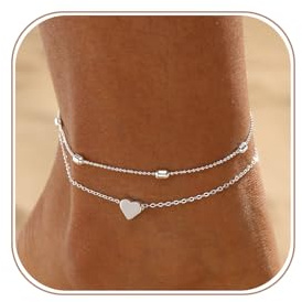 Mesaro Ankle Bracelets for Women Waterproof/Non Tarnish Anklets 14k Gold/Silver Plated Layered Ankle Summer Beach Anklet Jewelry for Women Gift