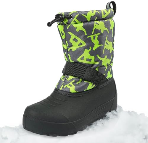 Northside unisex child Frosty snow boots, Dark Grey/Green, 9 Toddler US