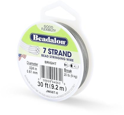 Beadalon Schmuckdraht/Basteldraht aus 7 Fasern, 0 61 mm Durchmesser, 9,2 m Rolle, hell