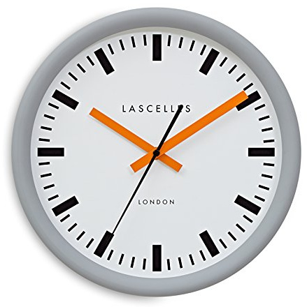 Roger Lascelles Clocks TS/SYNC/GREY/ORANGE Wall Clock, Medium, Grey/Orange/White