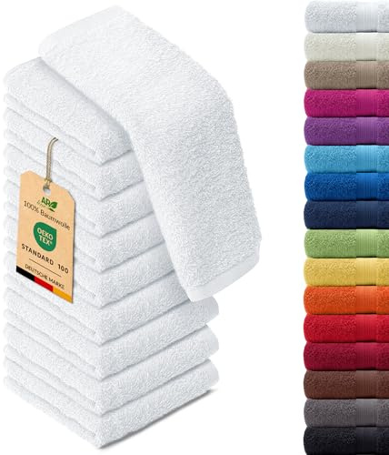 AR Line Arizona 10er Set Seiftücher 30x30 cm – 100% Baumwolle, 500 g/m², weich & saugstark, in Farbe: Weiß