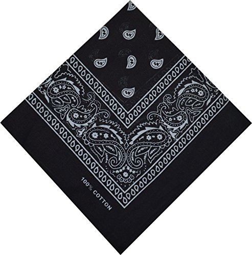 Bandana Halstuch Biker 1er 3er 6er 12er Pack Nikki Tuch Schal Paisley Kopftuch 100% Baumwolle 25 Farben (1er, Schwarz)