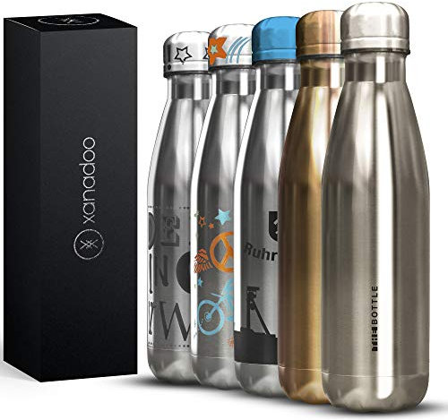 Xanadoo THEBOTTLE Trinkflasche aus hochwertigem 304er Edelstahl I Thermoflasche mit doppelwandigem Vakuum-Prinzip - Simply The Best (Silber, 500ml)