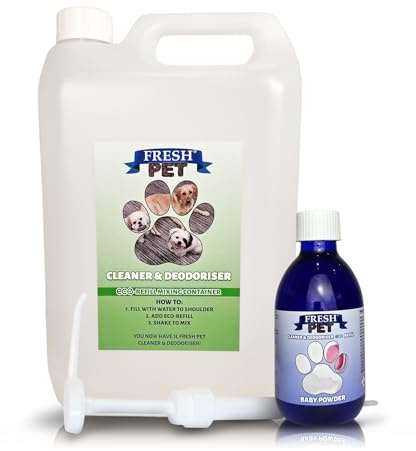 Trade Chemicals Fresh Pet eco-Refill Kennel Disinfectant 250ml w/Empty 5L + Pump (BABY POWDER)