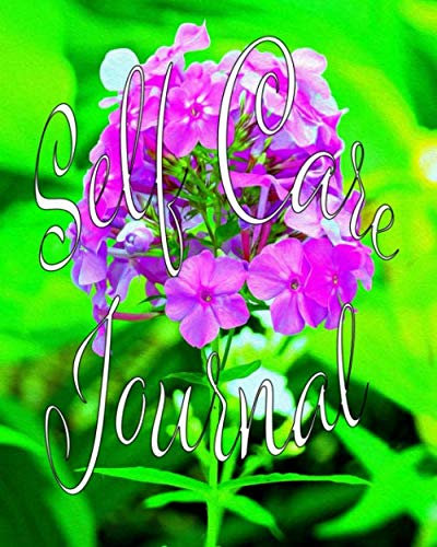 Self Care Journal: Positive Thoughts and Inspirational Quotes Featuring Purple Garden Phlox Flower on Electric Green Original Digital Oil Painting Cover Artwork