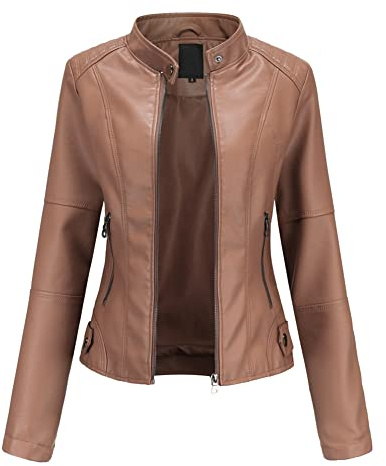 YYNUDA Femme Veste en Cuir PU Bombers Aviateur Moto Blouson Femme Simili Cuir Biker Zippé Chaud Casual