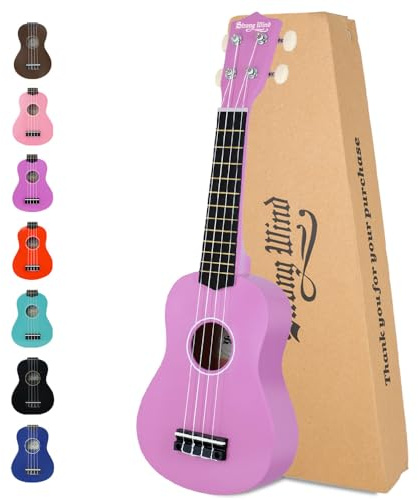 Strong Wind Sopran Ukulele 21 Zoll Lindenholz Ukulelen für Anfänger Vier Saiten Hawaii Gitarre Ukulele für Erwachsene Jugendliche, Lila
