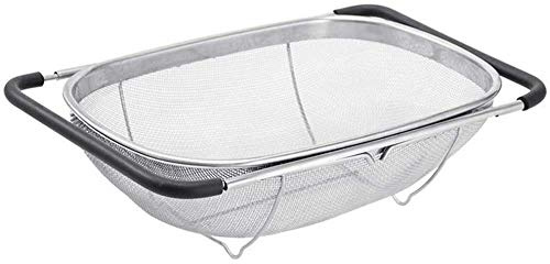 Stainless Steel Drain Basket with Retractable Micro-perforated Colander for Fruits and Vegetables