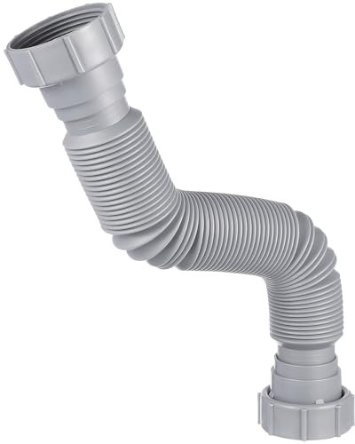 VILLCASE Flexible Waste Pipe Connector 40mm (1 1/2), Expandable Sink Drain Hose Double Head Plumbing Extension, Universal Corrugated Tube for Kitchen & Bathroom Basin (29-65cm)