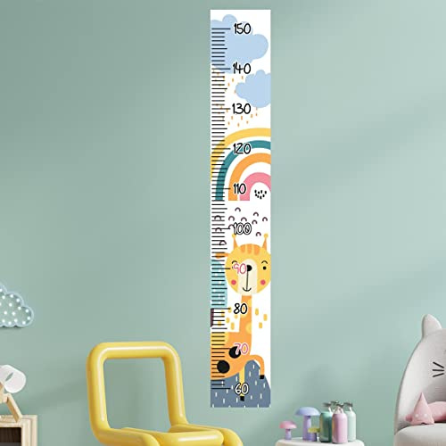 Wandtattoo Messlatte | Aufkleber Giraffe und Regenbogen – Wanddekoration für Kinderzimmer | 1 Bögen 30 x 50 cm