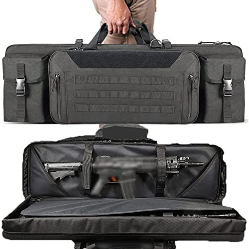 90cm/107cm Waffentasche Gun Bag Langwaffentasche Futteral Langwaffen Waffentasche Gewehrtasche Double Rifle Bag mit Pouches Compartments,Schwarz,36in/90cm