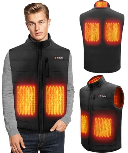Heizweste für Herren Damen, BIBURY Beheizte Weste USB Lade, Elektrisch Beheizbare Weste mit 3 Temperatur, Beheizbare Jacke mit 5 beheizte Zonen für Wandern Radfahren Jagen Skifahren (Ohne Powerbank)-M