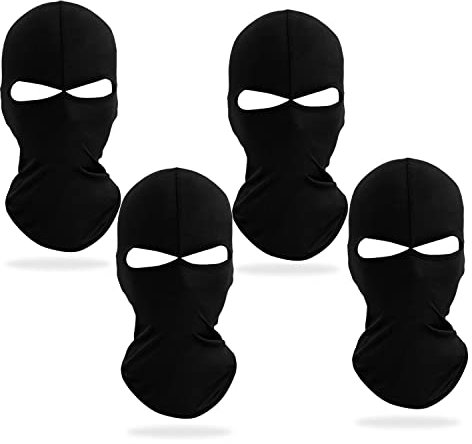 NITAIUN 4 Stück 2 Loch Sturmhauben, Skimaske Motorradmaske für Outdoor, Lycra Sturmhaube Balaclava für Herren Damen, Dünn und Atmungsaktiv Winddicht, Winter Sommer Fahrrad Gesichtsmaske (4 Stück)