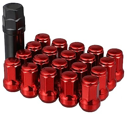 X AUTOHAUX Tuercas Antirrobo Bellota Hexagonal para Ford 1 Juego Rojo | Aleacion De Acero, 20X32Mm, Compatible Para Chevy Para Ford Para Toyota Para Dodge Para Cadillac Para Chrysler