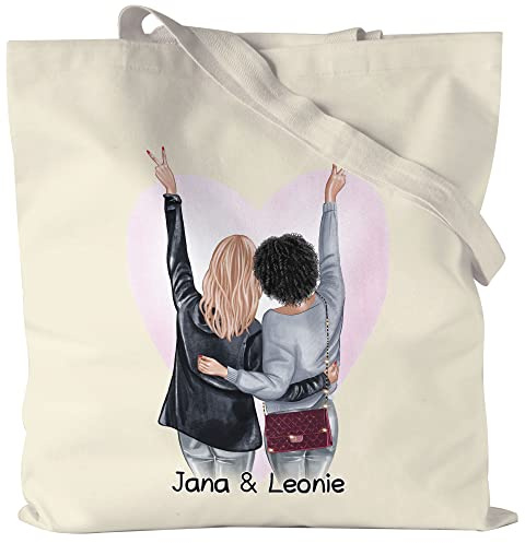 Kiddle-Design Beste Freundin Jutebeutel Personalisiert Name Geschenk Geburtstag Best Friend Freundinnen-Geschenk Freundschaft selbst gestalten
