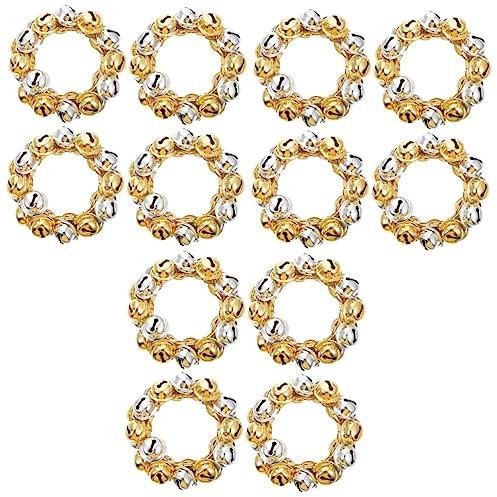 DOITOOL 12 STK Weihnachtsserviettenringe Mini-glöckchen-Kranz Serviettenkreishalter Weihnachtsfeier Tischdekoration Jingle Bell Serviettenring Rostfreier Stahl Strasssteine Haushalt