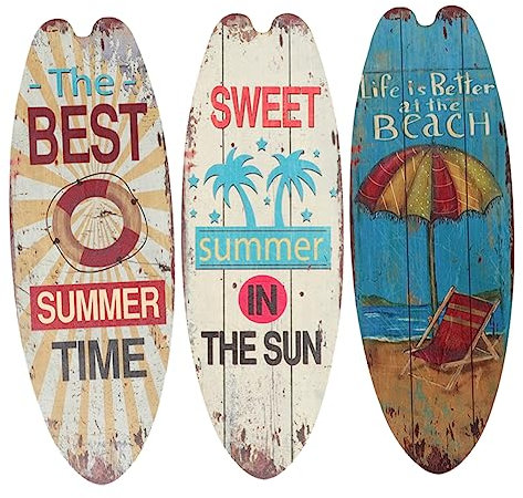HOOTNEE 3stücke Surfbrett Wanddekoration Im Maritimen Design Für Restaurants Bars Und Zuhause Hängende Surfbrett Schilder Als Kreative Wandornamente