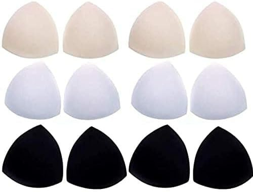 6 par sponge bh infoga pads push up bikinis pad bh, inlägg för sport bh, baddräkt och bikini, triangulära formkinis, underkläder, inlägg kuddar, 3 färger (14 x 14 cm)
