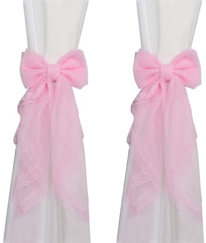 Crapyt 2 alzapaños de cortina con lazo, para exteriores, dormitorios, oficinas, comedores, 16.93 x 7.9 pulgadas, color rosa