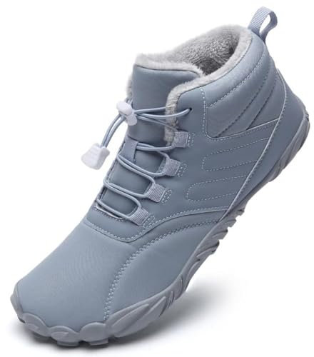 Mabove Barfußschuhe Winterstiefel Damen Traillaufschuhe Warm Gefüttert Winterschuhe Schneestiefel Boot (Blau,40 EU)