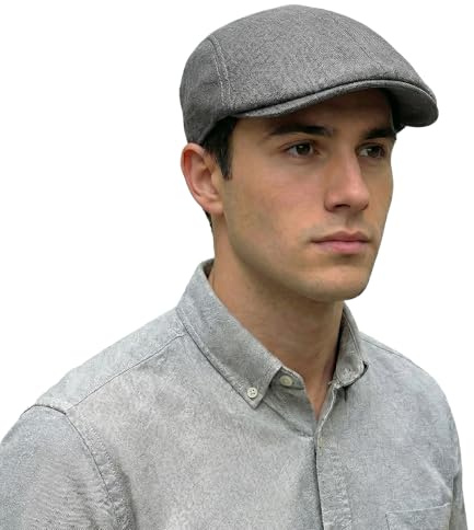 Lafefe Mens Flat Caps, Beret Irish Forward Cap, Casual Trend Linen Duckbill Hat