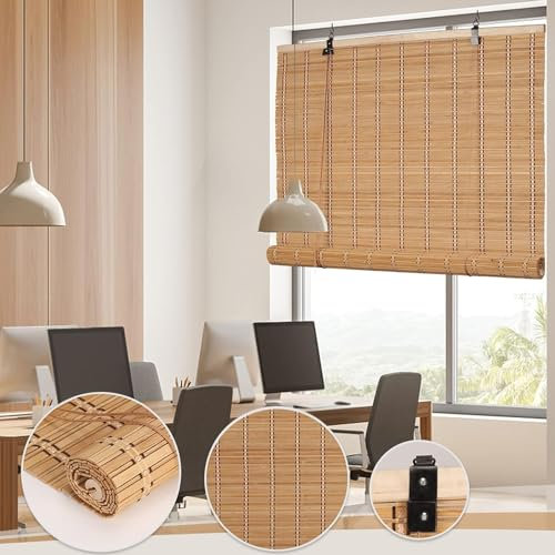 tow000ack Bambus Rollo Jalousine Bambusrollo Sonnenschutz und Sichtschutz,50-180cm Breit Bambus Raffrollo,Natur,Verdunkelungsrollo für Fenster und Türen,Anpassbar,Breite x Höhe (160cm x 200cm)