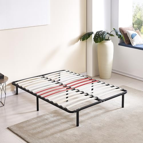 SAMPUR - Lattenrost OrthoFlex 160 x 200 cm | robust und bequem | 7 Füße inklusive | verstärkter Lendenbereich | Metallrahmen mit Epoxid-Beschichtung | schnelle und einfache Montage (mit Fuß)