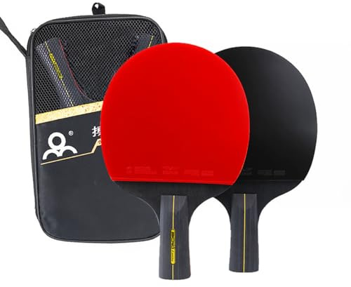 OLYSPM Raquette de Ping-Pong,Raquette Ping Pong,Set de Tennis de Table avec 2 Raquettes,1 Sac de Rangement,Raquette Tennis de Table Haute Performance pour l'extérieur et l'intérieur