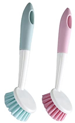 PLAFOPE 2pcs Kitchen Pot Wash Sink Cleaner Long Handle Dish Scrubber for Floor Scrubbing Brush Sweeping Brush Indoor Use Random Color