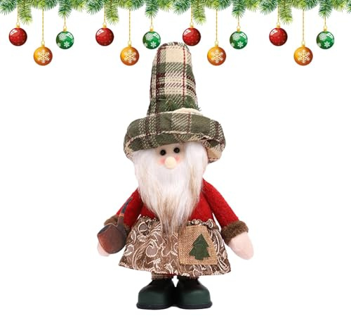 Duroecsain Decorazione della figura in piedi di Babbo Natale, Figura di Babbo Natale - Carina figura natalizia di Babbo Natale in piedi,Figure da collezione elastiche per Natale Compleanno Capodanno