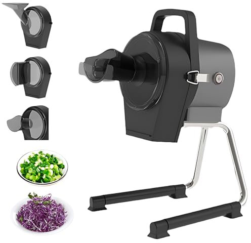 Cortador de Verduras Comercial, Cortador de Verduras Eléctrico con Puertos de Alimentación y Hoja de Acero Inoxidable, Espesor Ajustable de 1-5 Mm, 6000 RPM, 50 Kg/30 Min, para Restaurantes