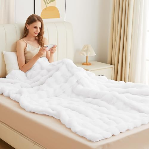 ORINOVA Kuscheldecke Flauschig Decke Weiß 230x275 cm Sofadecke Kuschelig Kunstfell Plüschdecke Wohndecke Kuschelweich Fleecedecke Schlafzimmer