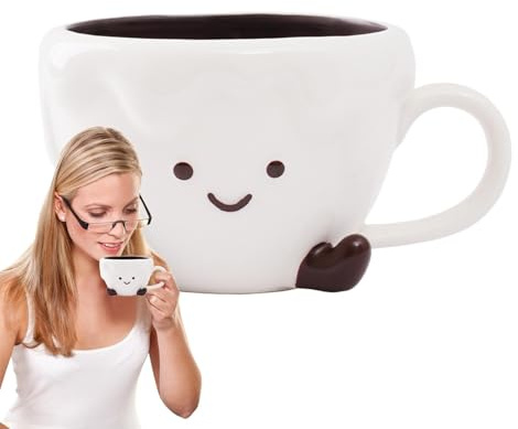 Tazas de café con cara divertida, tazas de café de cerámica de expresión linda, 450 ml, patas de nube de dibujos animados, regalo para el día de la madre, mujeres, mamá, amigos, entusiastas del café