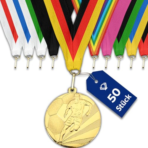 pokal-fabrik.de Fußball-Medaillen, Metall, Band nach Wahl | Personalisierter Orden mit optionaler Gravur/Wunschtext, für WM, Turniere, Vereine & Kindergeburtstag