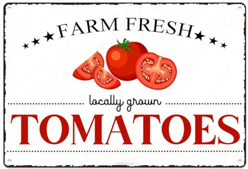 Vintage Tomatoes Metal Signs Wall Decor Funny Vegetables Art Poster Decorative for Home Farmhouse Kitchen Garden Cafe Bar Farm Porch Fence Yard 12X8 Inch Aluminium Hanging Plaque