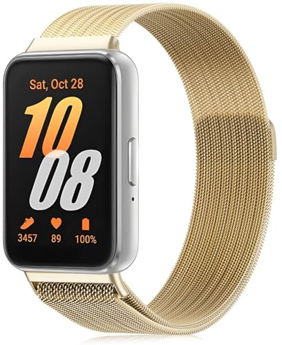 Wizvv Mesh-metallarmband för Samsung Galaxy Fit 3, rostfritt stål mesh metall klockarmband kompatibelt med Samsung Galaxy Fit 3, för kvinnor och män, Andra