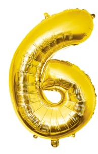 PD-Party Luftballon Zahl 6 Gold - 84 cm - Zahlen Folienballon Geburtstag Gold 6 Jahre Helium Ballon für Geburtstag Kinder Junge Mädchen Zahlenballon Jubiläum Deko Nummernballon