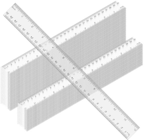FAAING 50 Stück Lineal 30 cm Durchsichtig, Kunststoff Lineal mit Zoll und Metrischer Skala, Geradem Lineal, Transparentes Lineal, Messwerkzeug Kunststoff Messlineal