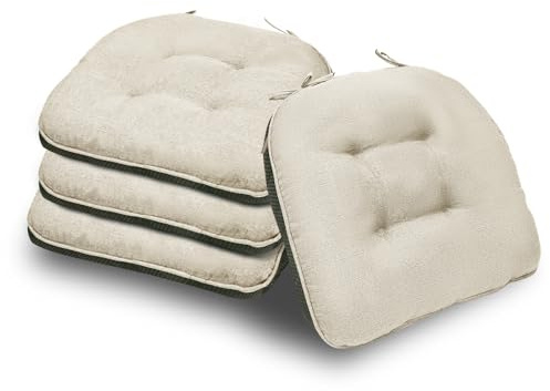 YUNLUYE D-Shaped Chair Cushions, 4 Thick Dining Chair Pads Machine-Washable, Seat Cushions for Chair 15 x 15, Set of 4 pad-Beige