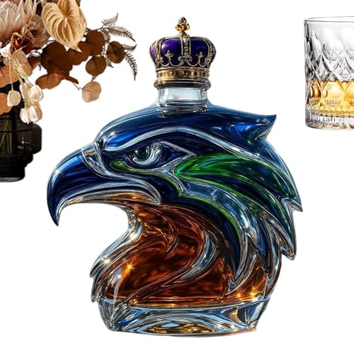 Eagle Glass - Decantador de whisky con forma de águila, vaina de animales, decantador EA -GEL - Copas de alcohol con logotipo retro, botellas de whisky de animales para vacaciones, familias, amantes