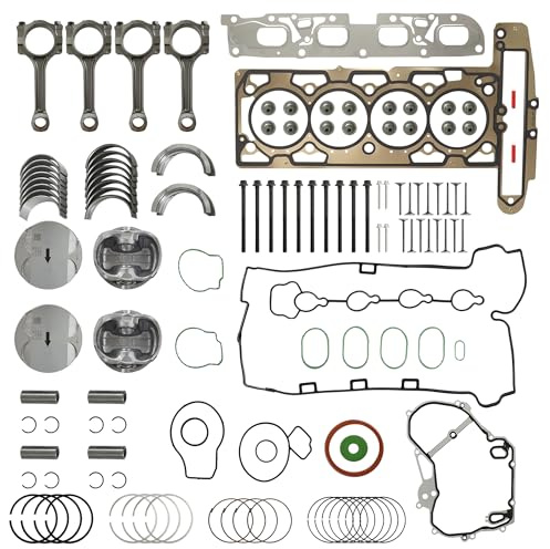 Engine Rebuild Overhaul Kit Head Gasket Bolt Set w/Con-Rods Bearings & Valves Piston Set Kit Fit For Buick Regal Allure LaCrosse Verano Chevrolet Captiva Sport Equinox 2.4L 2010-2017 HS26517PT