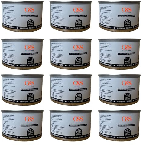 12 X 2.5 Hour Chafing Fuel Can – Long-Lasting Gel Burner for Buffet Food Warmers, Chafing Dishes & Catering Events – Safe, Clean-Burning & Odorless Heating Fuel, Set of 12 Cans