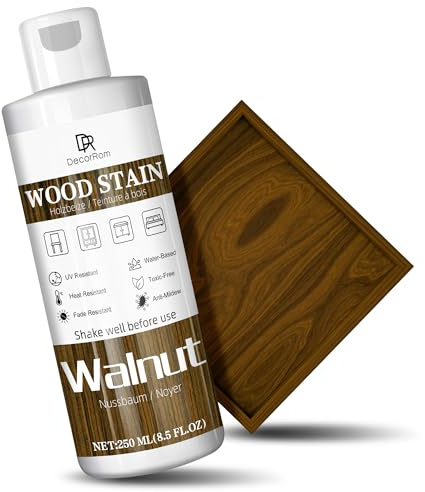 Tinte Para Madera, 250ml Acuosa Mate Colorante Per Legno, Secadora De Manchas De Madera RáPida, Bajo Olor, Adecuado Para Muebles Interiores Y Exteriores, Puertas Y Ventanas, Paredes (Nogal)