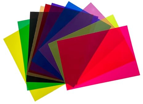 Feuilles De Cellophane Colorées – Papier Translucide Créatif Fait À La Main – Filtres En Gel Pour L'éclairage, Filtres De Lumière, Film Coloré Pour Couvrir Les Lumières, Économie D'énergie, 10 Couleur