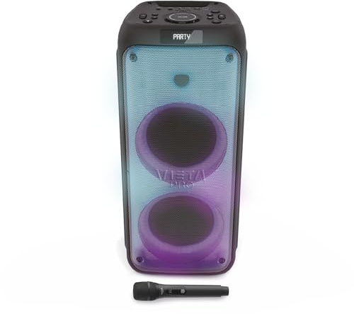 Vieta Pro Altavoz con Auracast y Luces LED RGB, Potencia 150W, Bluetooth 5.3, Micrófono Inalámbrico, Reproduce Desde USB o microSD - Party 110