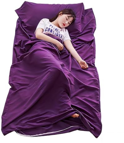 Xynovate Hüttenschlafsack aus Baumwolle, 2in1 Hüttenschlafsack Ultra leicht mit Reißverschluss, Dünner Reiseschlafsack, Schlafsack Inlett für Backpacking, Hostels und Berghütten