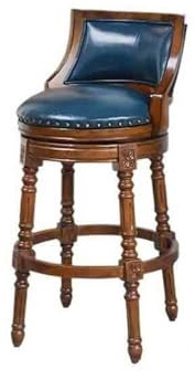 CHENGAIJIAN Barhocker Vintage Barhocker mit hoher Rückenlehne, Drehstuhl, Holz, leicht, luxuriös(Blue)