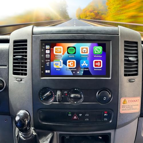 2+32G Android 13 Autoradio für Freightliner Sprinter 2007-2018 mit Carplay Android Auto, 7 Zoll Touchscreen Auto Stereo Display Player Radio GPS Navi Head Unit mit SWC FM RDS MirrorLink Split Screen